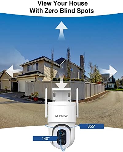 MUBVİEW Kapalı Güvenlik Kamerası 2K, Telefon App'li Pet Kamera, Ev Güvenlik Kamerası için WiFi Kameralar, 2K 360°PTZ Güneş Dış Mekan