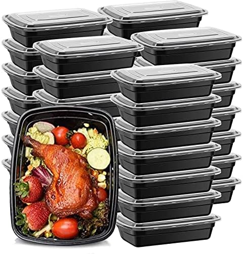 MODERN MS Yemek Hazırlama Kabı 50 PAKET 33oz Kapaklı Yeniden Kullanılabilir Gıda Saklama Kapları-Mikrodalga Fırın, Derin Dondurucular