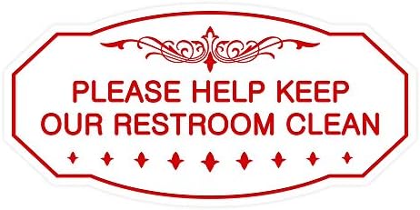 İşaretler ByLİTA Victorian Lütfen Tuvaletimizi Temiz Tutmaya Yardımcı Olun İşaret (Siyah/Altın) - Küçük