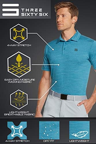 Erkekler için üç Altmış Altı Golf Gömlek - Kuru Fit Kısa Kollu Polo, Atletik Rahat Yakalı Tişört