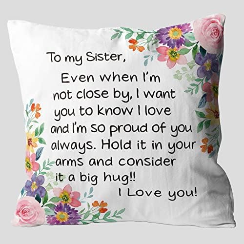Sisters Hediye Kardeş Atmak Yastık Kapakları, Hatırlatma Hediye Bayan Kızlar için Hediye, 18x18 İnç Dekoratif Pazen Yastık kılıfı Kanepe