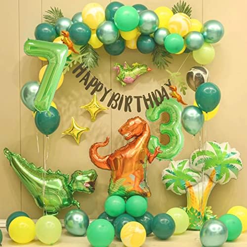 40 İnç Yeşil Numarası 0 & Mini Dinozor Balon Erkek Doğum Günü Partisi Süslemeleri için, Dinozor Doğum Günü Partisi Malzemeleri Orman