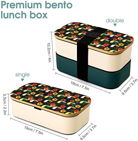 Toucan ve Ebegümeci Bento yemek kabı Sızdırmaz Bento yemek kabı Gıda Kapları için 2 Bölmeli Ofis Çalışma Piknik