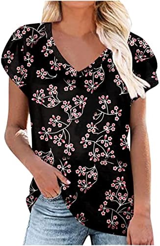 Kızlar Tee Kısa Kollu %2023 Derin V Boyun Pamuk Şakayık Papatya Çiçek Grafik Brunch Bluz T Shirt Bayan KL