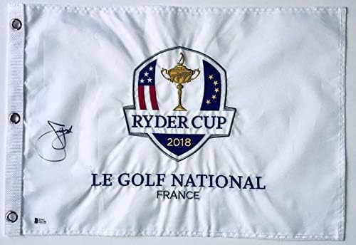 Jim Furyk imzalı 2018 Ryder kupası golf bayrağı pga beckett coa