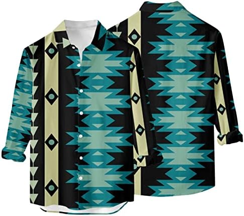 Erkek Uzun Kollu Gömlek Artı Boyutu Düğmeleri Aşağı Yaka Hawaiian Çiçek Gömlek Plaj Rahat Hırka Bluz Tops