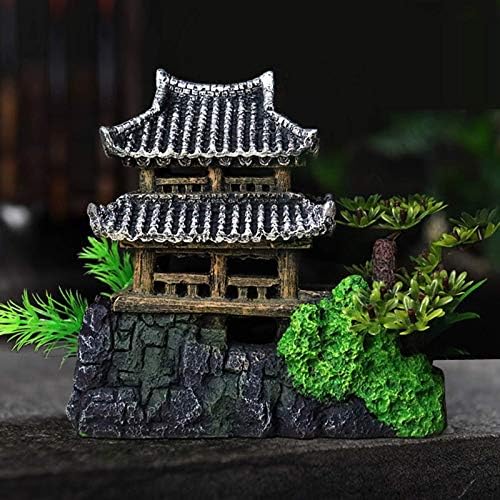 Klasik Tapınak Akvaryum Süslemeleri Asya Kale Tematik Plastik Bitkiler ile Güvenli Reçine Süsler Küçük Balık Evi Hideout Dekor Tatlı