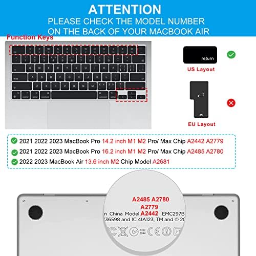 CaseBuy MacBook Pro 14 inç Klavye Kapak Kısayolları 2023 2022 2021 MacBook Pro 14 16 Apple M2 M1 Pro / Max Model A2442 A2779 A2485
