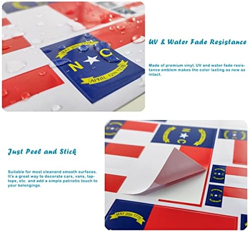 QQSD Kuzey Carolina Bayrağı Sticker Çıkartması Çoklu Boyutlarda (3 Paket, 11. 7x8. 3 İnç)