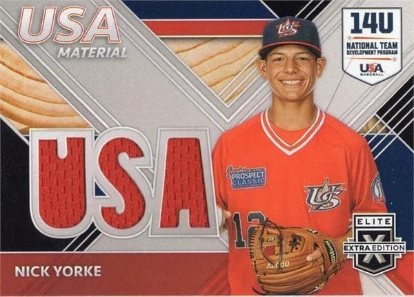 Nick Yorke oyuncu yıpranmış jersey yama beyzbol kartı (ABD Takımı, Red Sox) 2020 Panini Elite Ekstra Çaylak USAMNY-MLB Oyun Kullanılmış