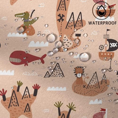 GKLEASG çocuk duşu Perdesi, Karikatür Balina Yelkenli Aslan Çocuk Hayvan Makinesi Yıkanabilir Polyester Kumaş banyo küveti Dekor Kanca