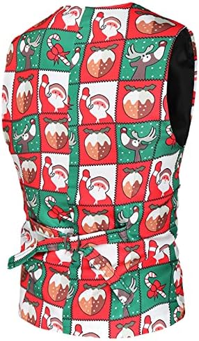 XXBR Noel Takım Elbise Setleri Mens için, Noel Noel Baba Kar Tanesi Baskı Yelek Pantolon Setleri İş Rahat Kıyafetler Set