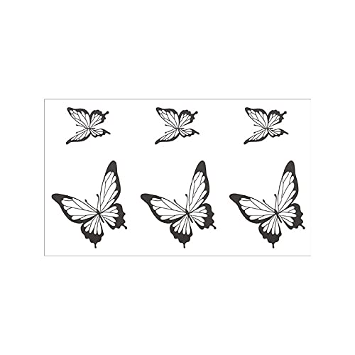5 Adet siyah ve beyaz kelebek dövme çıkartma omuz klavikula seksi
