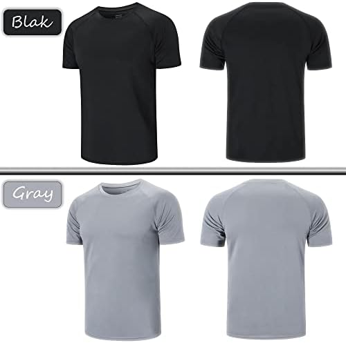 Cimic 5/3 Paket koşu üst giyim Erkekler Casual Gömlek Egzersiz Düz Spor Nem Esneklik Aktif Atletik kısa kollu tişörtler