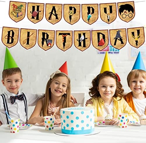 Büyülü Sihirbazı Doğum Günü Banner Bleasky Parti Malzemeleri Set Mutlu Doğum Günü Banner Sihirbazı Tema Parti Malzemeleri Süslemeleri