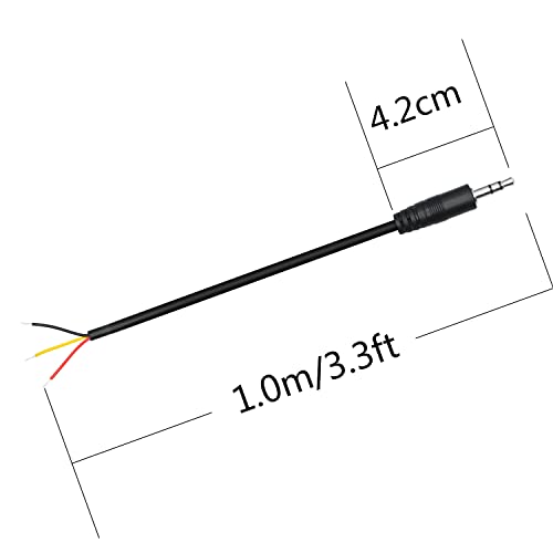 4-Pack 3.5 mm Erkek Fiş Çıplak Tel Açık Uçlu, TRS 3 Kutuplu 1/8 3.5 mm Erkek Fiş Çıplak Tel Ses Kablosu Değiştirme Kablosu, 3.5 mm