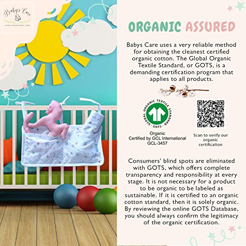 BABYS bakım Bebek Bezi Caddy Organizatör, 100 % Organik Pamuk 2 Cepler Bebek Başucu asılan saklama çantası için bebek Beşikleri ve