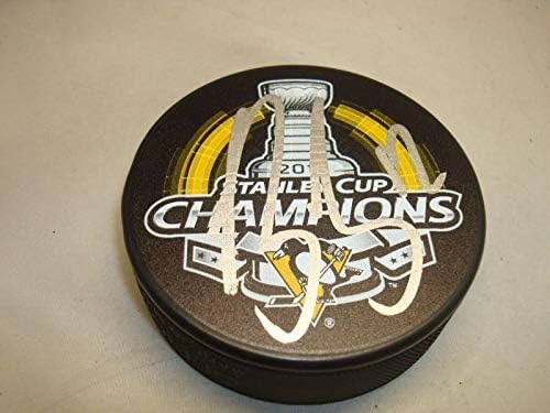 Ben Lovejoy İmzalı Pittsburgh Penguins Stanley Kupası Şampiyon Hokey Diski 1A-İmzalı NHL Diskleri