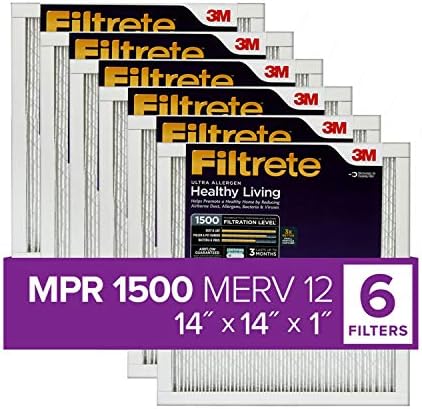 Filtrete 20x24x1, AC Fırın Hava Filtresi, Sağlıklı Yaşam Ultra Alerjen, 6'lı Paket & 14x14x1, AC Fırın Hava Filtresi, MPR 1500, Sağlıklı