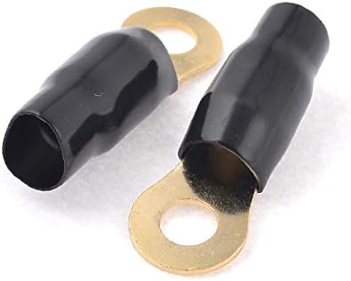 X-DREE Çift Siyah PVC İzoleli Halka Terminali Kablo Pabuçları 10mm İç Çap OGA(El cable de terminal de anillo con aislamiento de PVC