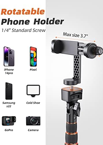Yeni 68 Telefon Tripodu ve Kamera Standı - Dönebilen Telefon Tutuculu iPhone Tripodu, PİNERFTR Kaymaz Daha Geniş Bacak ve Daha Kalın