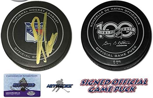 Ondrej Pavelec İmzalı New York Rangers Resmi Oyun Diski w/COA İmzalı NHL Diskleri