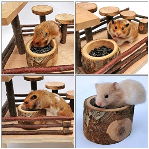 POPETPOP Hamster Ahşap yiyecek kasesi Kirpi Gine Domuz Gerbil Sincap Sürüngenler Chinchilla Seramik mama kabı (Rastgele Renk)