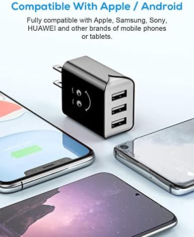 USB Duvar Şarj Cihazı, Yükseltilmiş UL Sertifikalı 3-Pack 3-Port 3.1 A Şarj Bloğu USB Fişi Küp iPhone için Uyumlu 11/Xs/XS Max/XR /