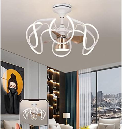 PAKFAN aydınlatma ile Modern kavisli tavan vantilatörü LED oturma odası tavan ışıkları görünmez Fan ışığı Yaratıcı sessiz fanlar Yatak