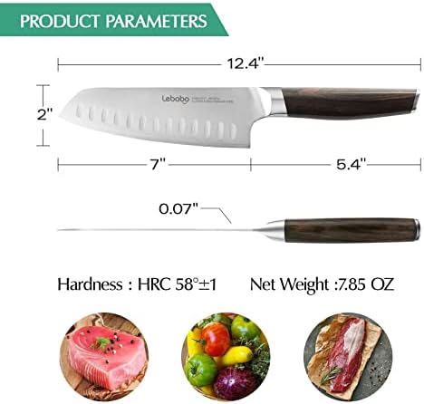 Lebabo Mutfak Bıçağı-Profesyonel 8 inç Şef Bıçağı, 7 inç Santoku Bıçağı ve 5,5 inç Maket Bıçağı-SUS304 5 Katmanlı Paslanmaz Çelik Kaplı