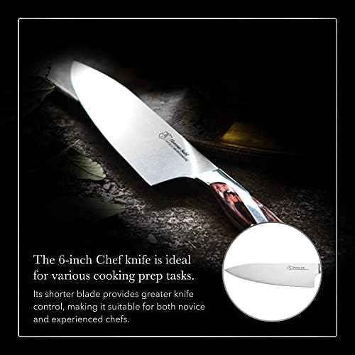 Çekiç Stahl 6 İnç şef bıçağı-Yüksek Karbonlu Alman Dövme Çelik-Profesyonel Mutfak Bıçağı-Ergonomik Dört Tang Pakkawood Kolu