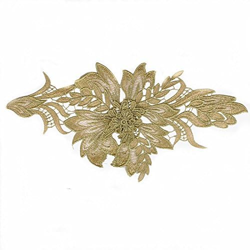 3D Çiçek Yaprak Yama Altın Metalik Trim Dantel Kordon Nakış Yamalar Gelin Aplike Dikiş DIY Tasarım T1612