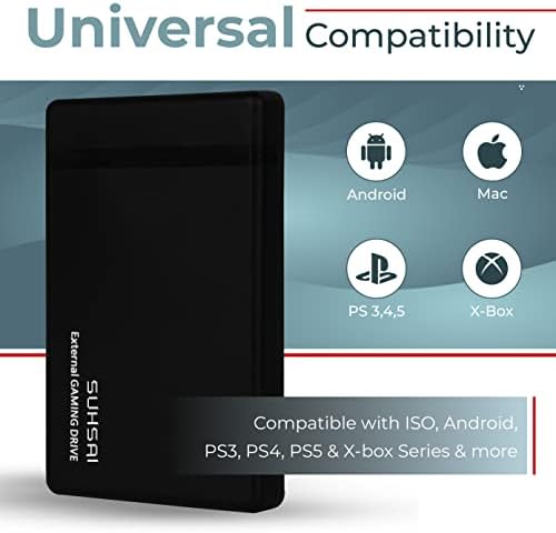 USB 3.0 Kablosu ile SUHSAI Taşınabilir Oyun Sabit Diski-2.5 Depolama ve Yedekleme Harici Sabit Disk Ultra İnce HDD Oyun Konsolu, PS4,