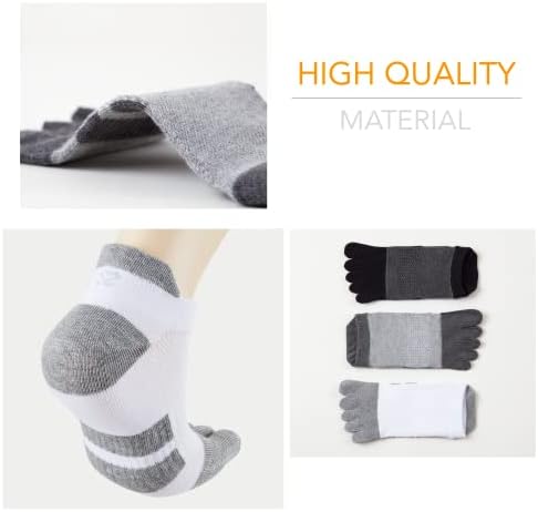 ss soxsense Ayak Çorap Erkekler Kadınlar için Premium Pamuk Beş Parmak Koşu Çorapları Hafif 4 Çift (Boyut M / L / XL)