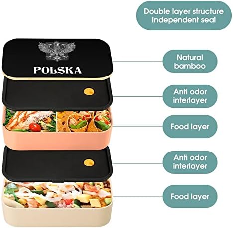 Polonya Bayrağı ile Lehçe Kartal Bento yemek kabı Sızdırmaz Bento yemek kabı gıda Kapları için 2 Bölmeli Ofis Çalışma Piknik