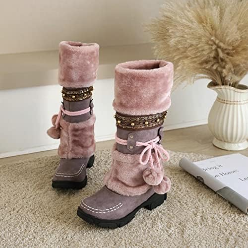 Kış Patik Kadınlar için Peluş Topu Lace up Diz Yüksek İş rahat ayakkabılar koşu ayakkabıları Platm Ayakkabı Kış Ayakkabı