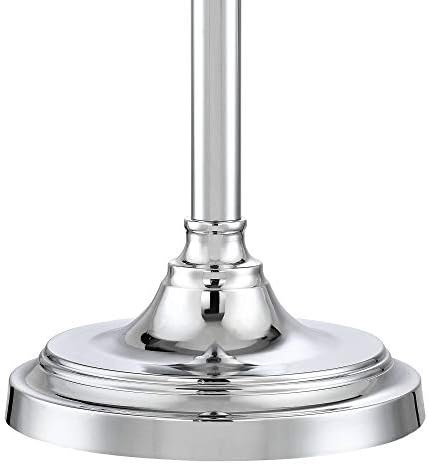 360 Aydınlatma Montrose Glam Ayakta Zemin Lambaları 61 Uzun Boylu 2 Set Cilalı Çelik Gümüş Kristal Cam Beyaz Kumaş Davul Gölge Dekor