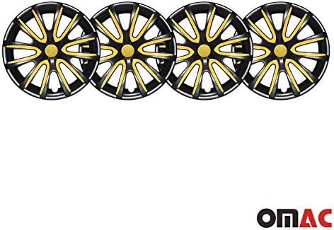 Nissan Pathfinder için OMAC 16 İnç Jant Kapağı Siyah ve Sarı 4 adet. Jant Kapağı-Göbek Kapakları-Araba Lastiği Dış Değişimi