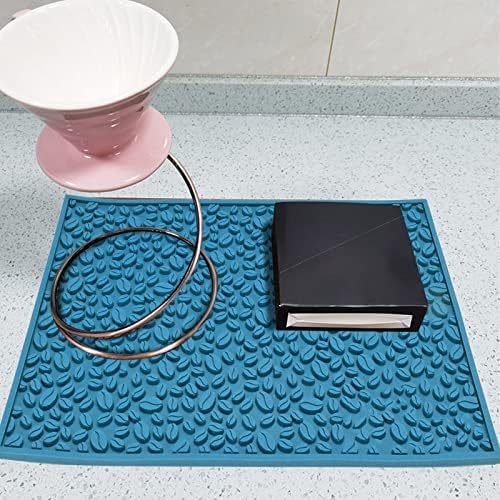Oumefar Kaymaz Fincan Mat, Su Tahliye Pedi PVC Malzeme Kolay Hafif yemek masası (Mavi) mutfak