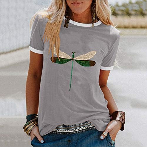 Vintage Trendy Casual Ekip Boyun Kısa Kollu Artı Boyutu T-Shirt Çizgili Hafif Tişörtü Kadınlar için Yaz