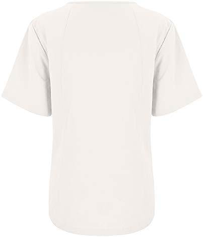 Kadınlar için bluzlar Şık Rahat Yaz Crewneck Tops Kısa Kollu Düğme Gömlek Sevimli Karahindiba Desen Baskı Tees