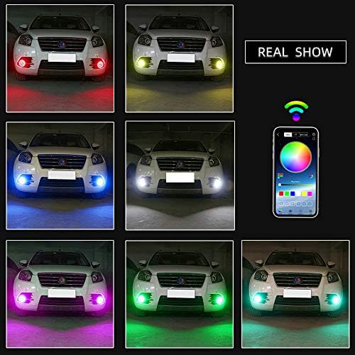 GrandviewTM 1-set 60mm çok renkli RGB LED Halo yüzükler ışık COB 60SMD Akıllı telefon ıOS Android App Bluetooth kontrol araba melek