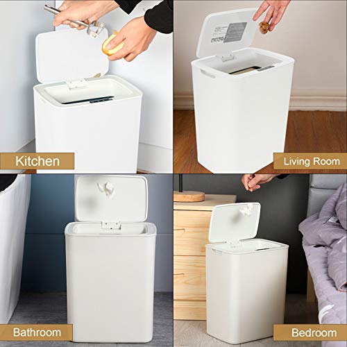 Fdıt 14L Büyük Kapasiteli Ev Akıllı otomatik sensörlü çöp kovası Can Mutfak çöp kutusu Yatak Odası Akıllı çöp tenekesi (Beyaz)