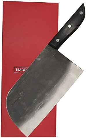 LICAIDAO El Yapımı Dövme Mutfak şef bıçağı Et Cleaver kasap bıçağı Sebze Kesici ile Yüksek Karbon Kaplı Çelik (siyah saplı fırça)