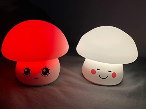 RFXCOM Gece Lambası Bebek Çocuklar için Güzel Mantar Şekli Kreş Lamba Şarj Edilebilir Renk Değiştirme Dokunmatik Sensör Çocuk Yatak
