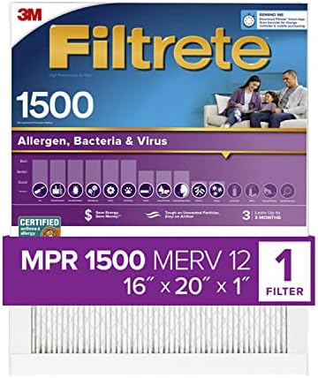 Filtrete 16x20x1, AC Fırın Hava Filtresi, MPR 1500, Sağlıklı Yaşam Ultra Alerjen, 4'lü Paket (tam boyutlar 15,69 x 19,69 x 0,78)