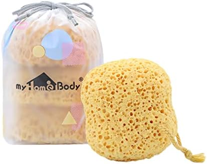 myHomeBody Premium Banyo Süngeri, Köpük Lif Kabağı Süngeri, Duş için Vücut Süngeri-Büyük Boy, Çok Köpük, Kıvrımlı, 3'lü Paket