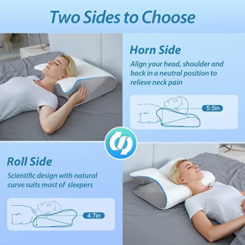 HOMCA Bellek Köpük Servikal Yastık, 2 in 1 Ergonomik Kontur Ortopedik Yastık Boyun Ağrısı için, konturlu Destek Yastıklar Yan Arka