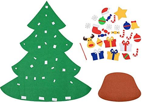 G-Tree 3ft DIY keçe yılbaşı ağacı seti + 28 adet Ayrılabilir Süsler, Duvar Asılı Noel Hediyeleri Noel Süslemeleri için