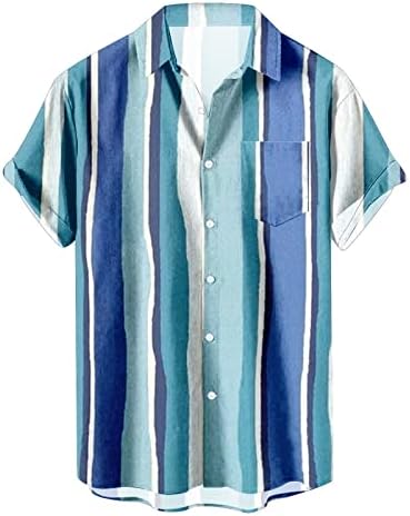 Bmısegm Yaz erkek Elbise Gömlek erkek Çizgili Yaz Kısa Kollu Hawaiianss Düzenli Fit Düğme Aşağı Gömlek Düz